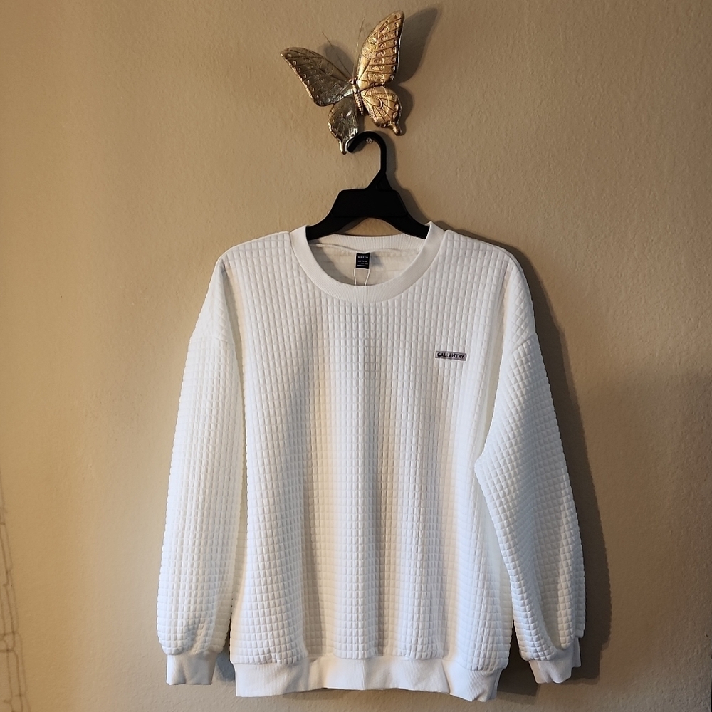White Waffle Knit Sweater